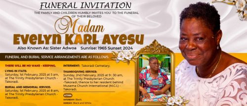 Mad. Evelyn Karl Ayesu - Funeral Invitation