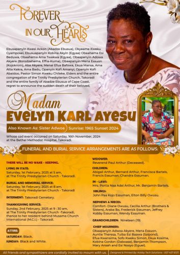 Mad. Evelyn Karl Ayesu - Funeral Poster